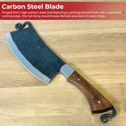 Artisan Forged Full Tang  Kitchen Cleaver with Leather Sheath