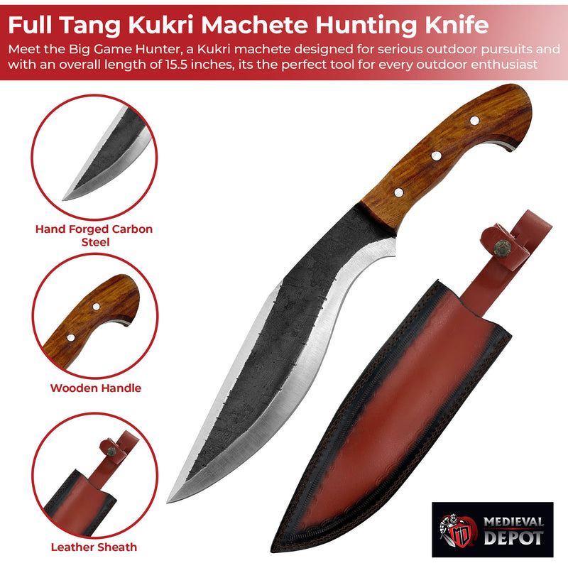 Big Game Hunter Full Tang Outdoor Kukri Machete Hunting Knife