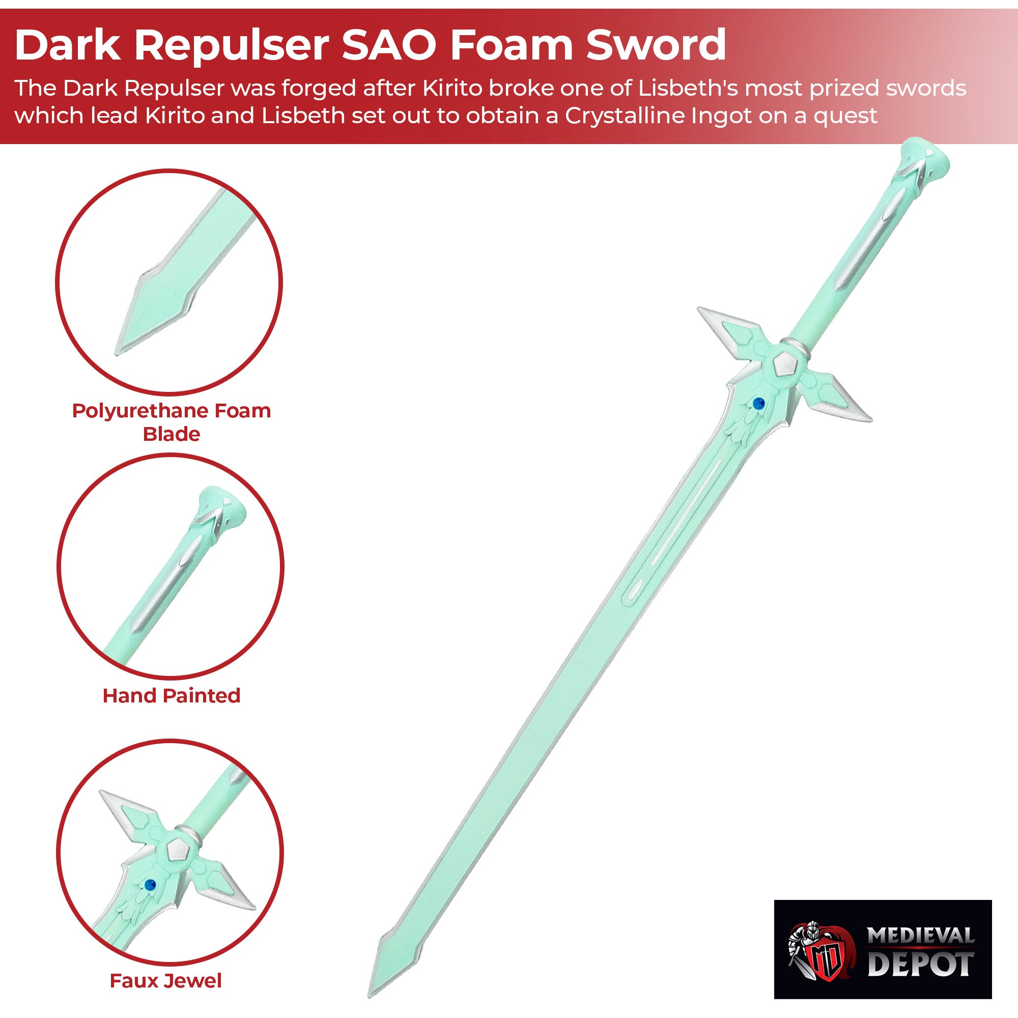 Black Swordsman Dark Repulser SAO Foam Sword — Medieval Depot