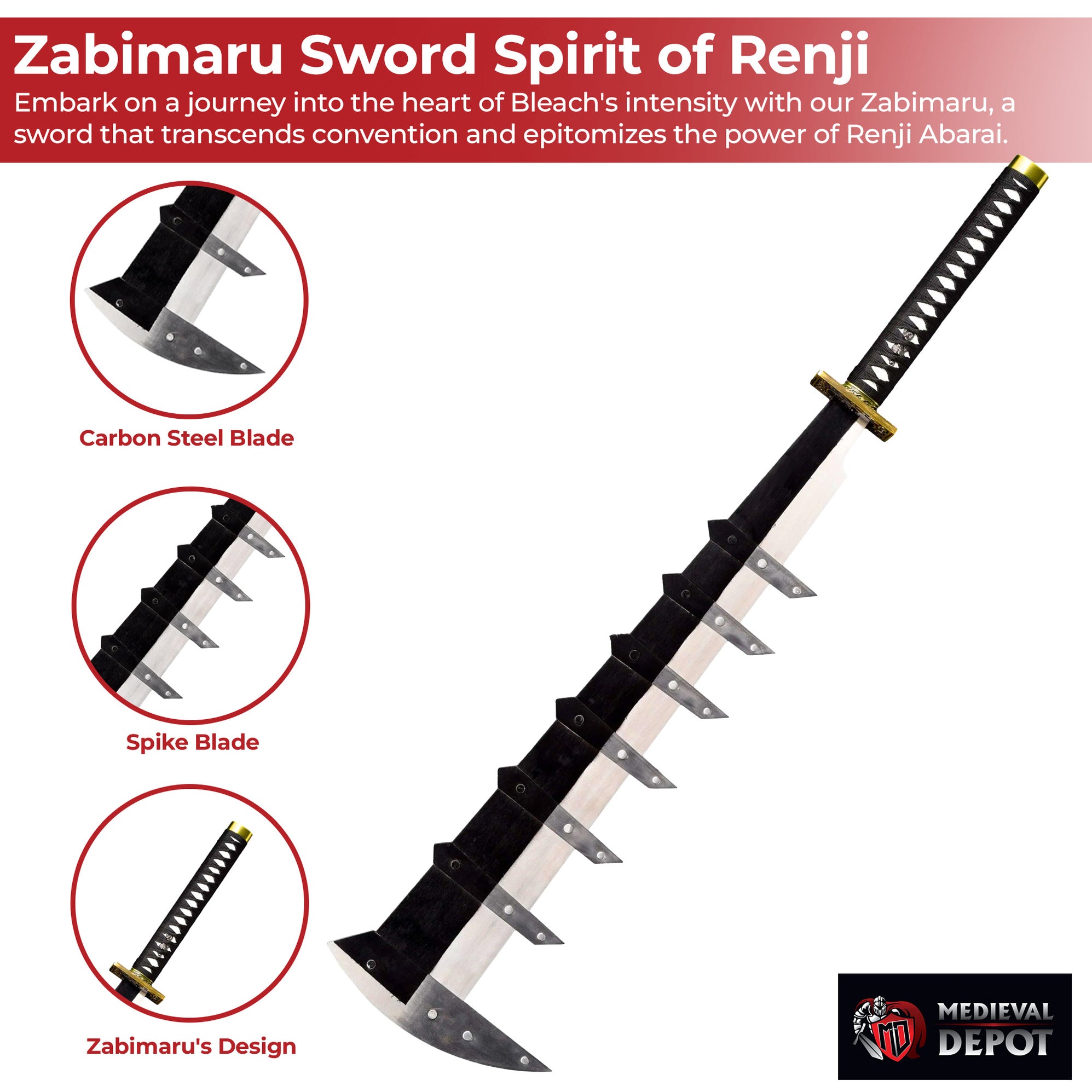 Bleach Anime Zabimaru Sword Spirit of Renji — Medieval Depot