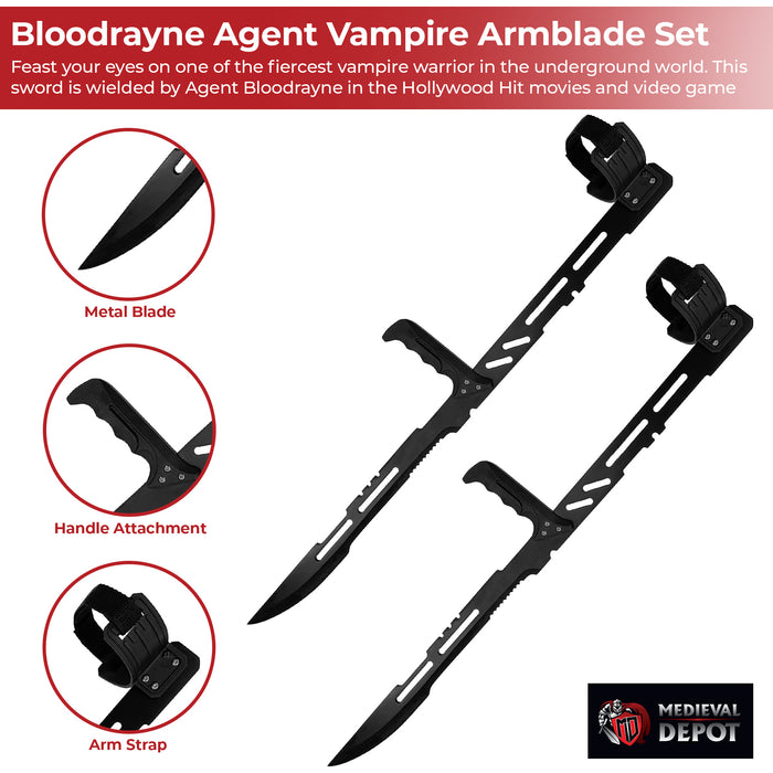 Bloodrayne Agent Vampire Armblade Duel Sword Set