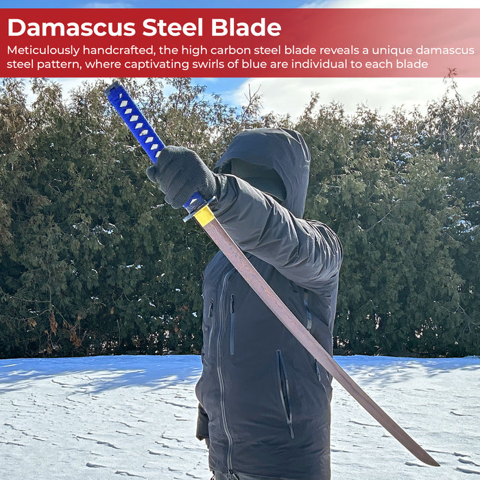 Blue Phoenix Damascus Steel Katana
