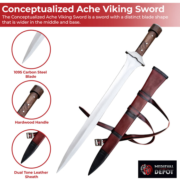 Conceptualized Ache Full Tang Battle Ready Viking Sword