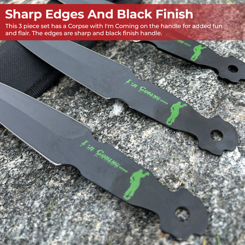Corpse Defiance Im Coming Throwing Knife Set