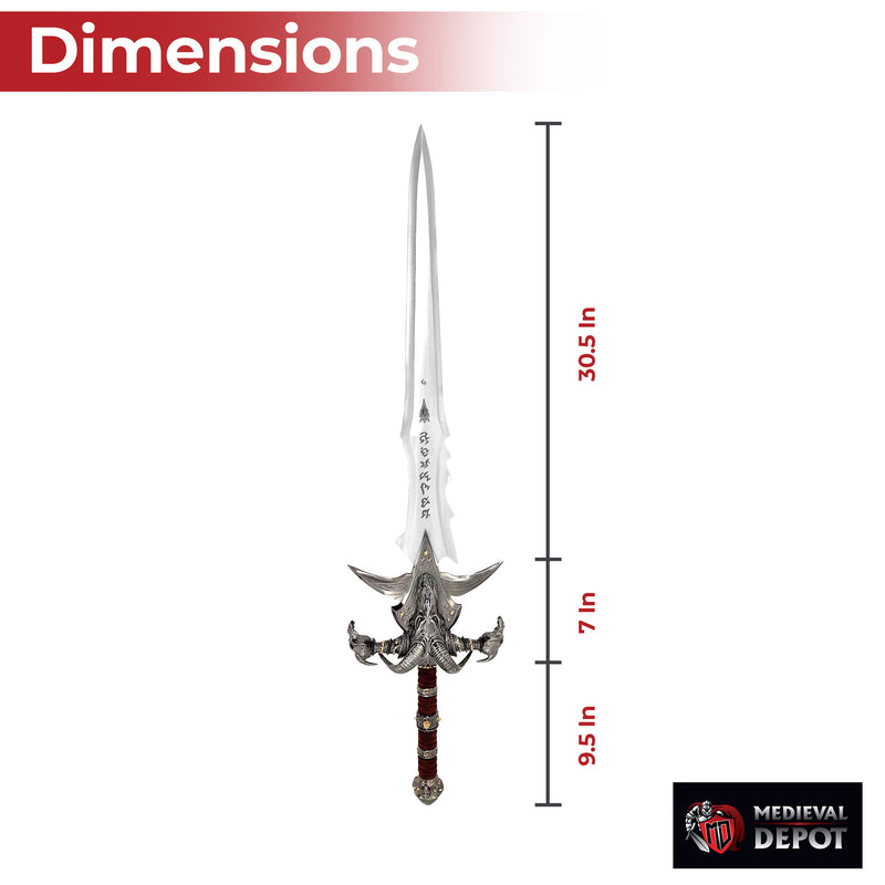 Cosplay Prop: WOW Frostmourne Lich King Arthas Metal Sword Replica With Plaque