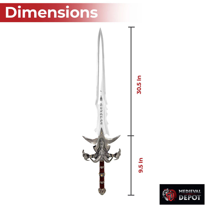 Cosplay Prop: WOW Frostmourne Lich King Arthas Metal Sword Replica With Plaque