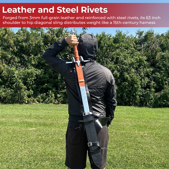 Claymore Sword Baldric - Heavy-Duty Leather Back Sling for Greatswords