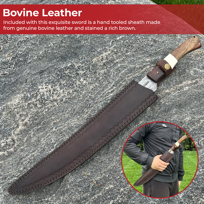 Damascus Steel Full Tang Germanic Style Single-Edged Long Sword