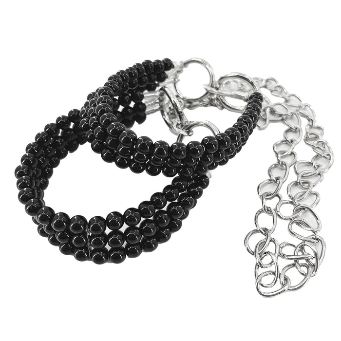 Deep Black Beaded Wrist Bondage Restraints