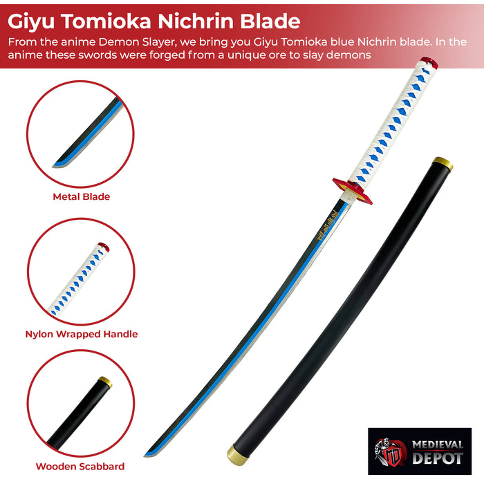Demon Slayer Giyu Tomioka Blue Nichrin Blade Katana Sword