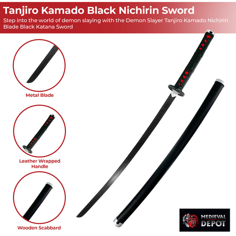 Tanjiro Kamado Demon Slayer Black Blade Nichirin Katana Sword