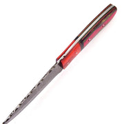Crimson Rosella Damascus Hunting Knife – Pakka Wood Handle, Leather Sheath 