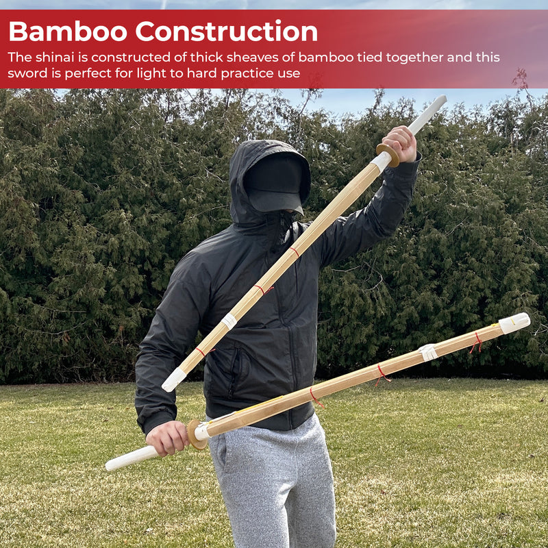 Double Training Bamboo Shinai Sword Set Sheath Combo