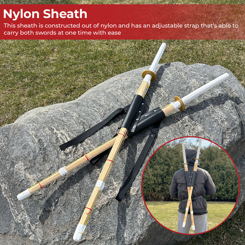 Double Training Bamboo Shinai Sword Set Sheath Combo