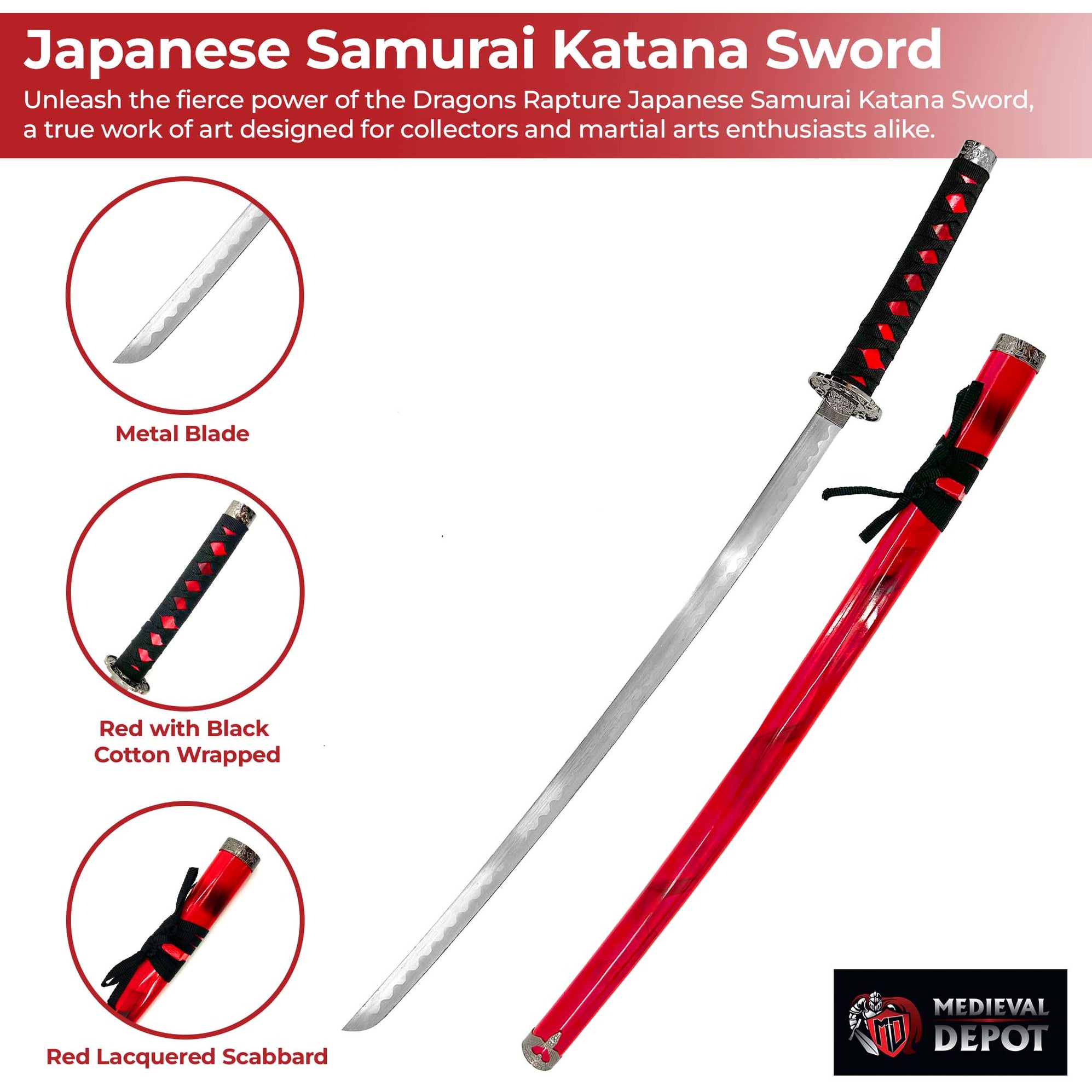 Dragons Rapture Japanese Samurai Katana Sword — Medieval Depot