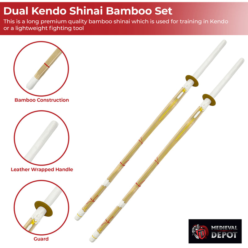 Dual Kendo Shinai Bamboo Practice Katana Set
