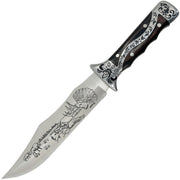 Decorative Guard Scroll Handle Engraved Fixed Blade Knife