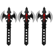 Dragon's Mighty Fury Triple-Edged Throwing Axe Set – 3-Piece with Nylon Sheaths