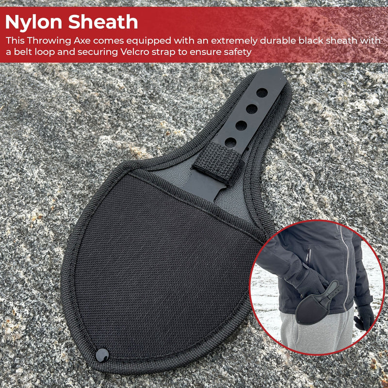 Dragon's Mighty Fury Triple-Edged Throwing Axe Set – 3-Piece with Nylon Sheaths
