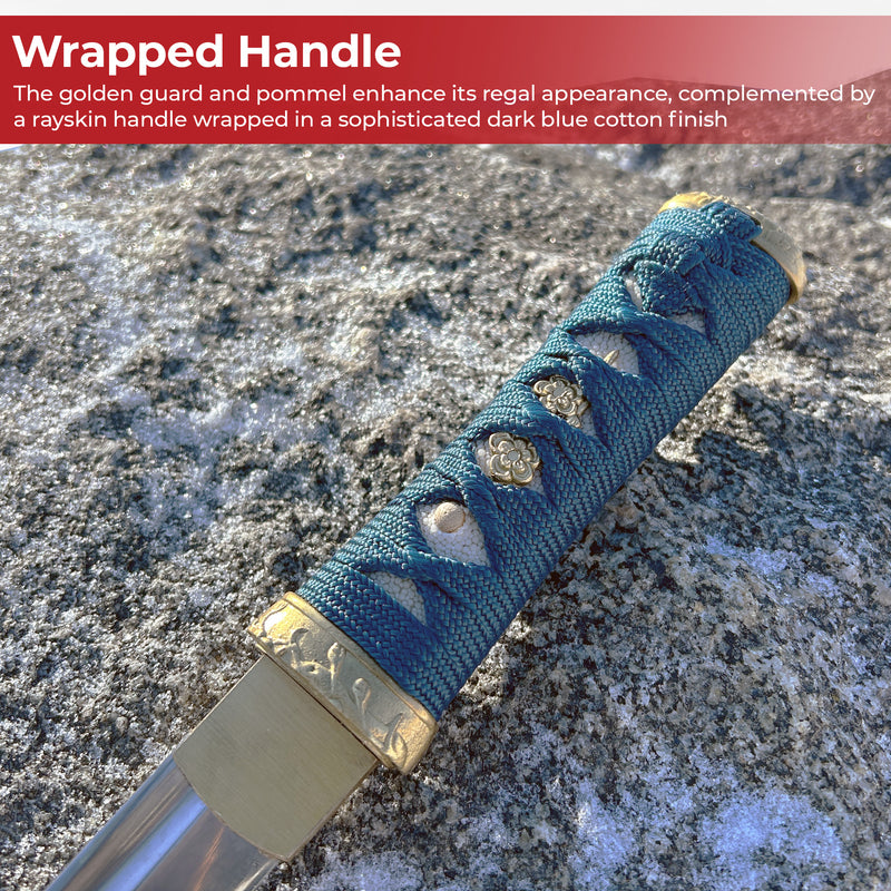 Elegant Japanese Tanto Dagger with Gold Accents