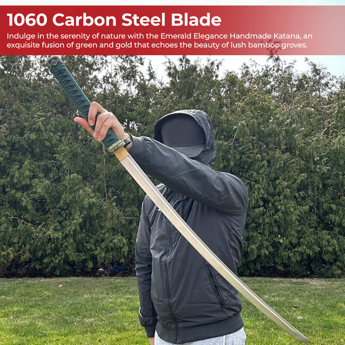 Emerald Elegance Handmade Katana
