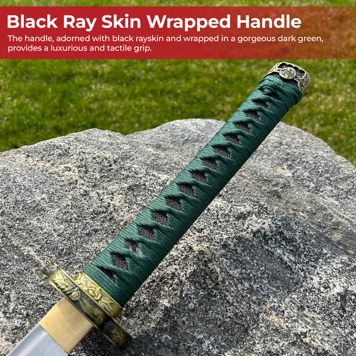Emerald Elegance Handmade Katana