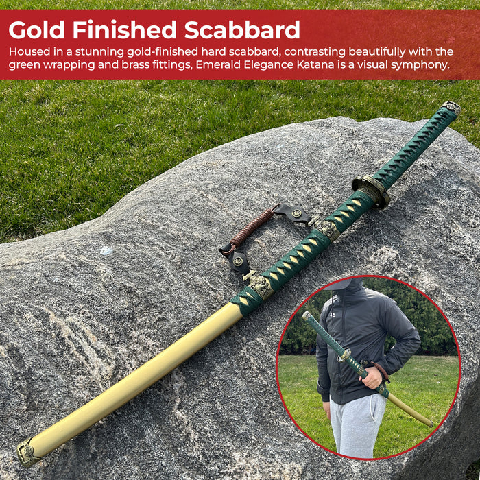 Emerald Elegance Handmade Katana