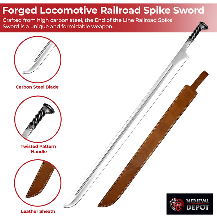 End of the Line High Carbon Steel Forged Locomotive Railroad Spike Sword