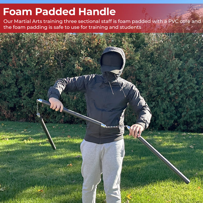 Foam Padded Three Sectional Staff Sansetsukon Black