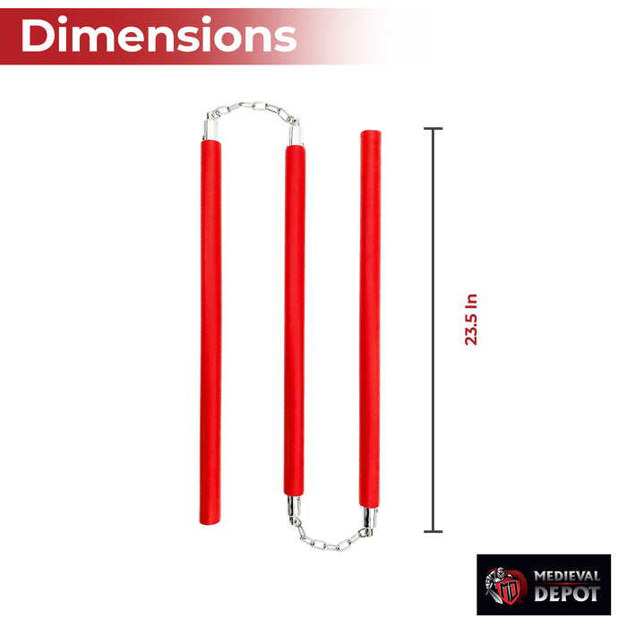 Foam Padded Three Sectional Staff Sansetsukon Red
