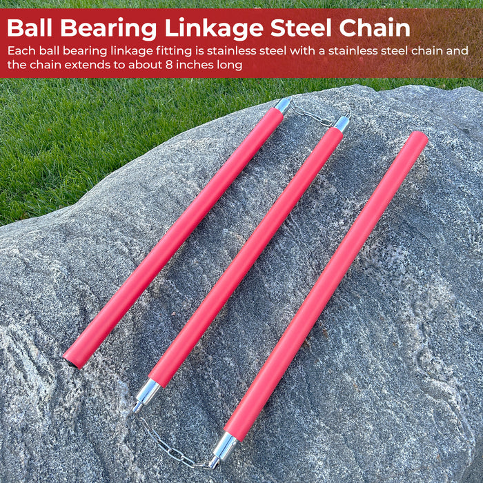 Foam Padded Three Sectional Staff Sansetsukon Red