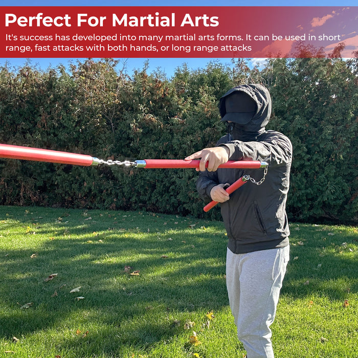 Foam Padded Three Sectional Staff Sansetsukon Red