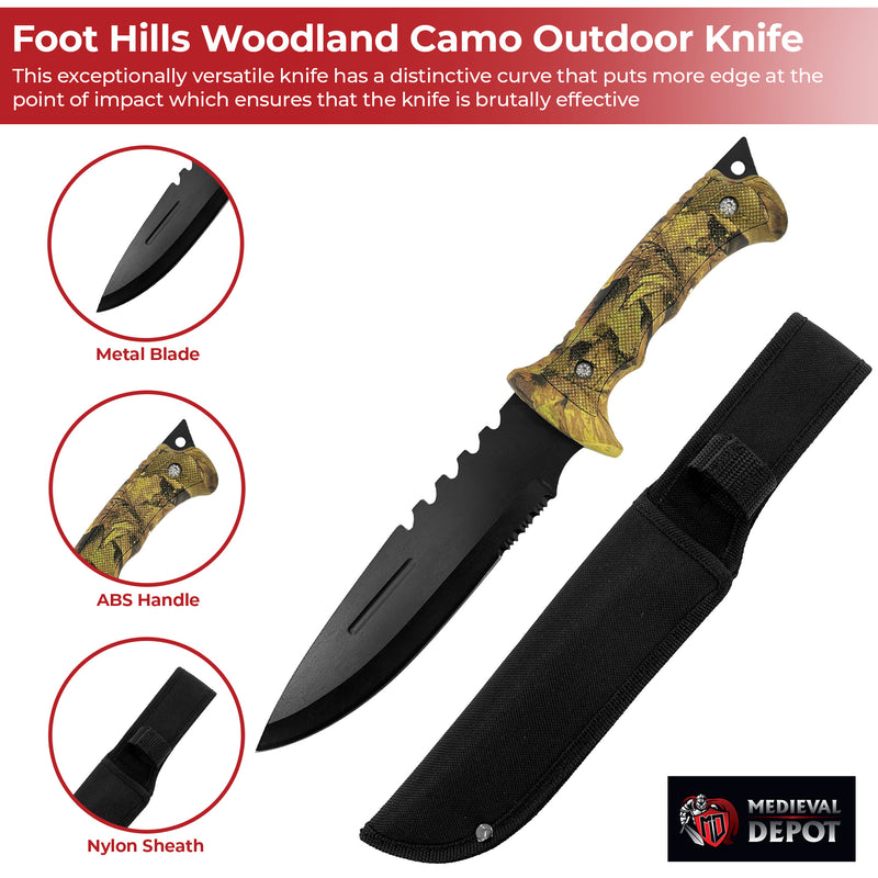 Foot Hills Woodland Camo Outdoor Knife