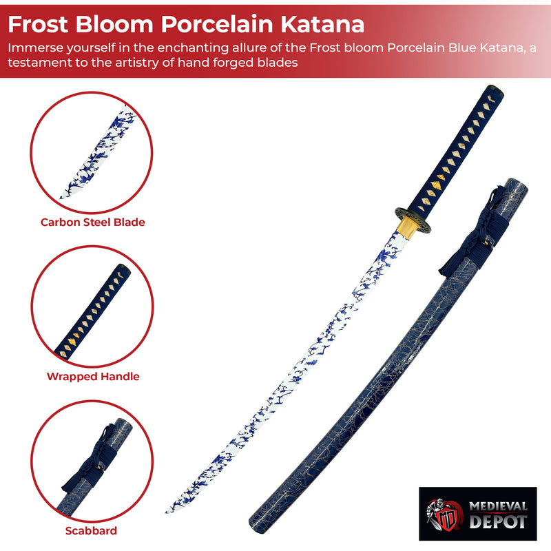 Frost Bloom Porcelain Blue Hand Forged Katana