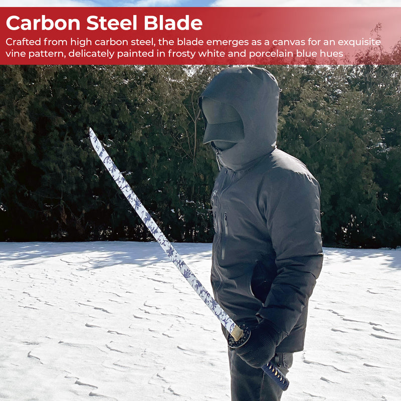 Frost Bloom Porcelain Blue Hand Forged Katana