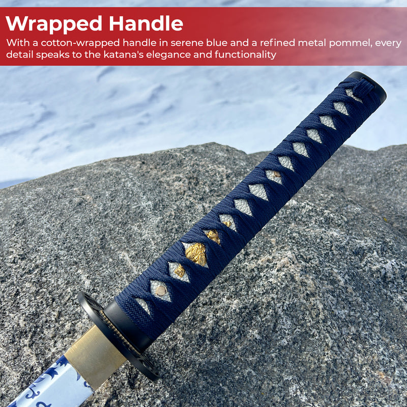 Frost Bloom Porcelain Blue Hand Forged Katana