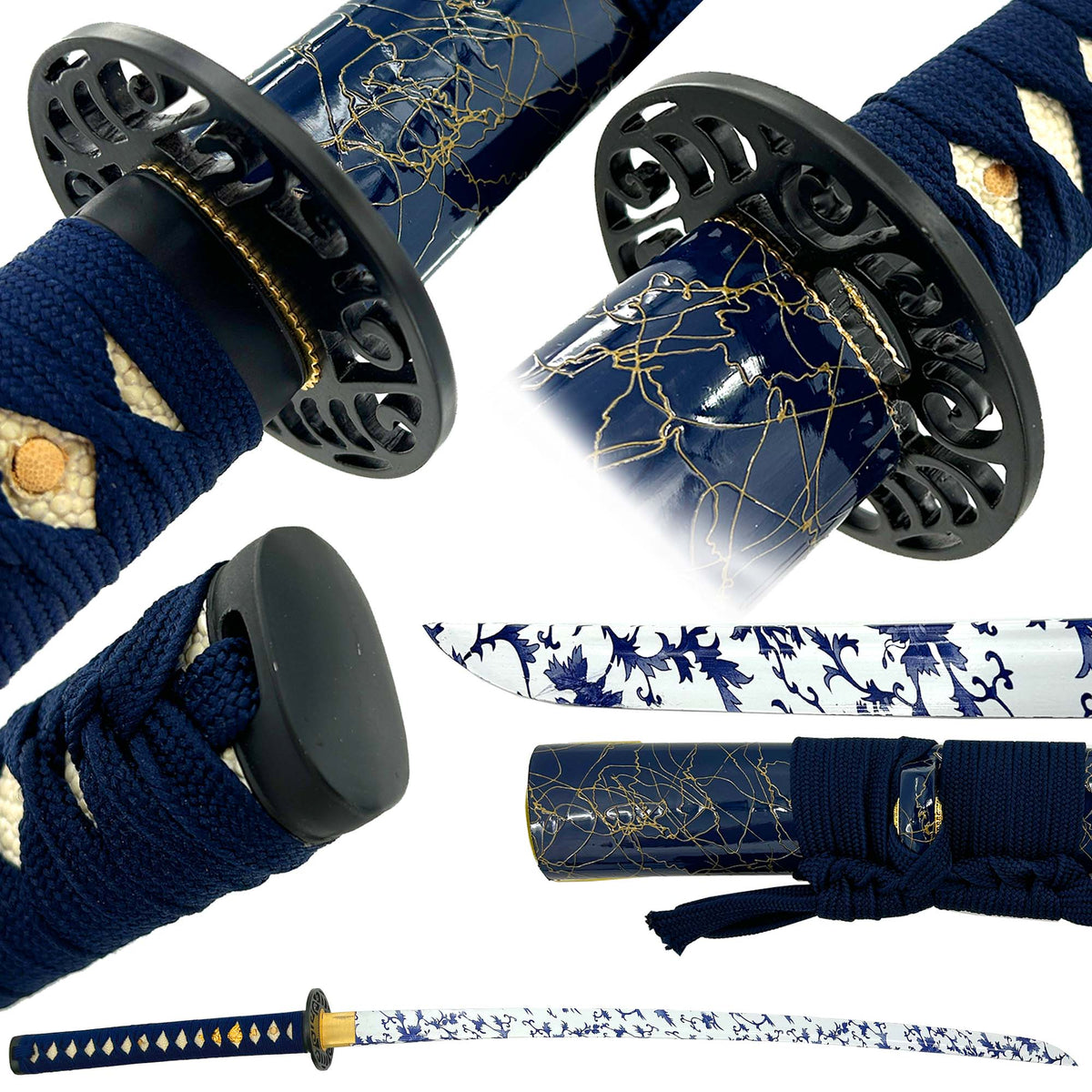 Frost Bloom Porcelain Blue Hand Forged Katana — Medieval Depot