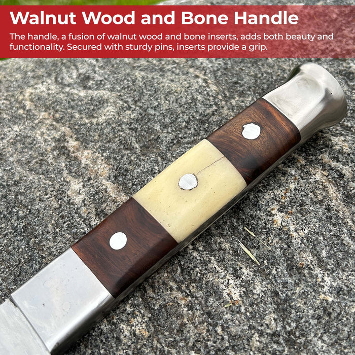 Full Tang Viking Seax Sword with Bone Handle