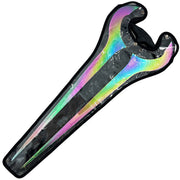 Forked Titanium Color Metal Sword with Sheath and Wood Wall Plaque 
