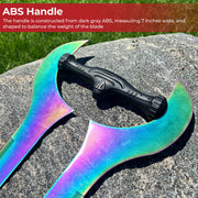 Forked Titanium Color Metal Sword with Sheath and Wood Wall Plaque 