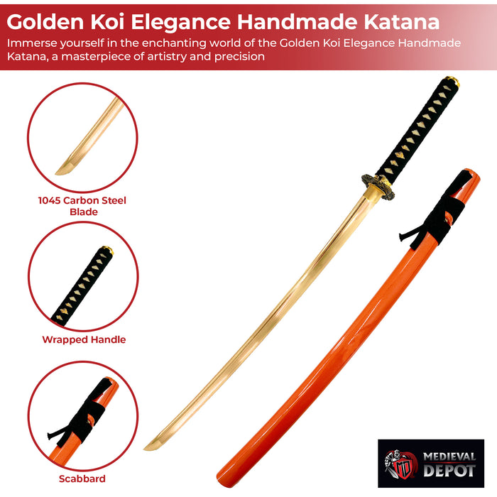 Golden Koi Elegance Handmade Katana
