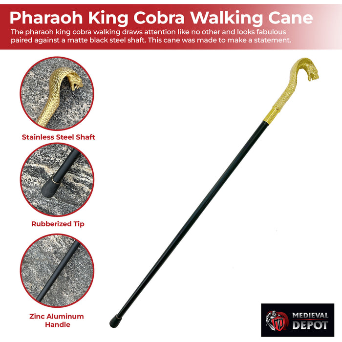 Golden Pharaoh King Cobra Walking Cane