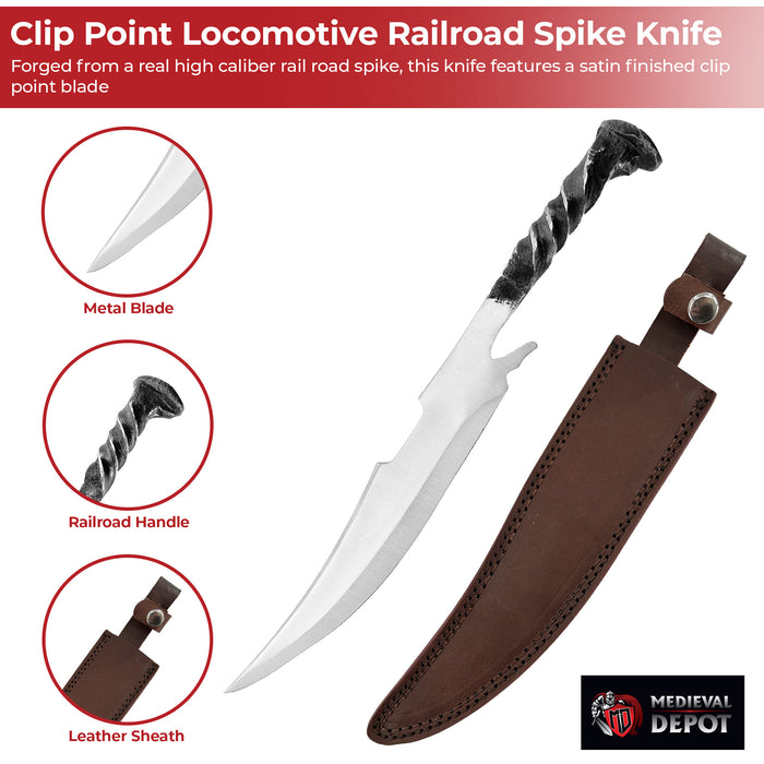 Hand Forged Clip Point Locomotive Railroad Spike Knife