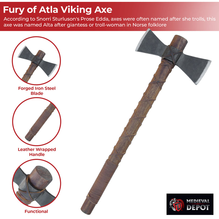 Hand Forged Fury of Atla Viking Axe
