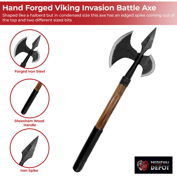 Hand Forged Viking Invasion Battle Axe