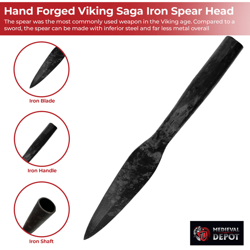 Hand Forged Viking Saga Iron Spear Head