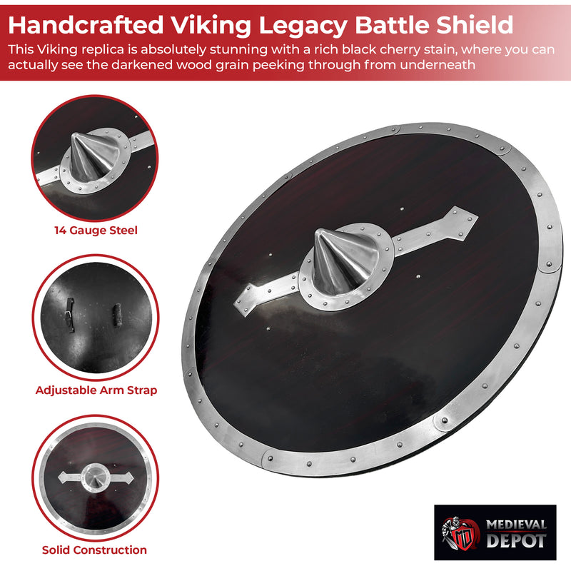 Handcrafted Viking Legacy Battle Shield