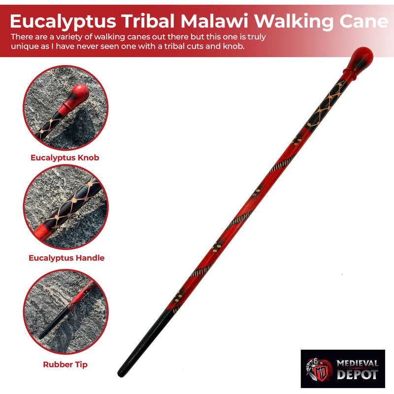 Handmade Eucalyptus Tribal Malawi Walking Cane