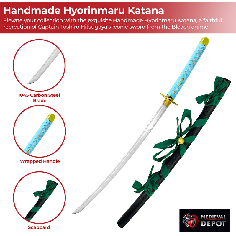 Handmade Hyorinmaru Katana from Bleach Anime Captain Toshiro Hitsugaya's Sword