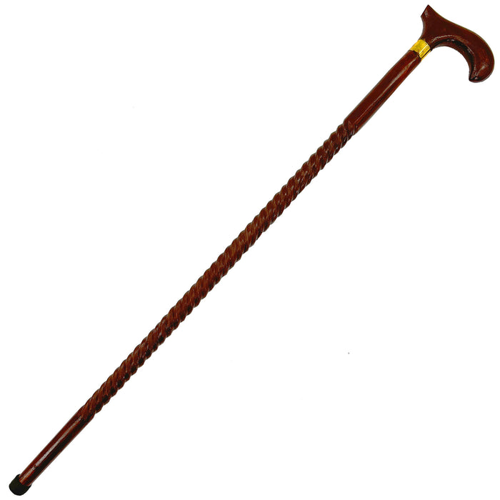 AV Wooden Walking Cane – Brown Solid Wood Shaft, Victorian Style, Unisex